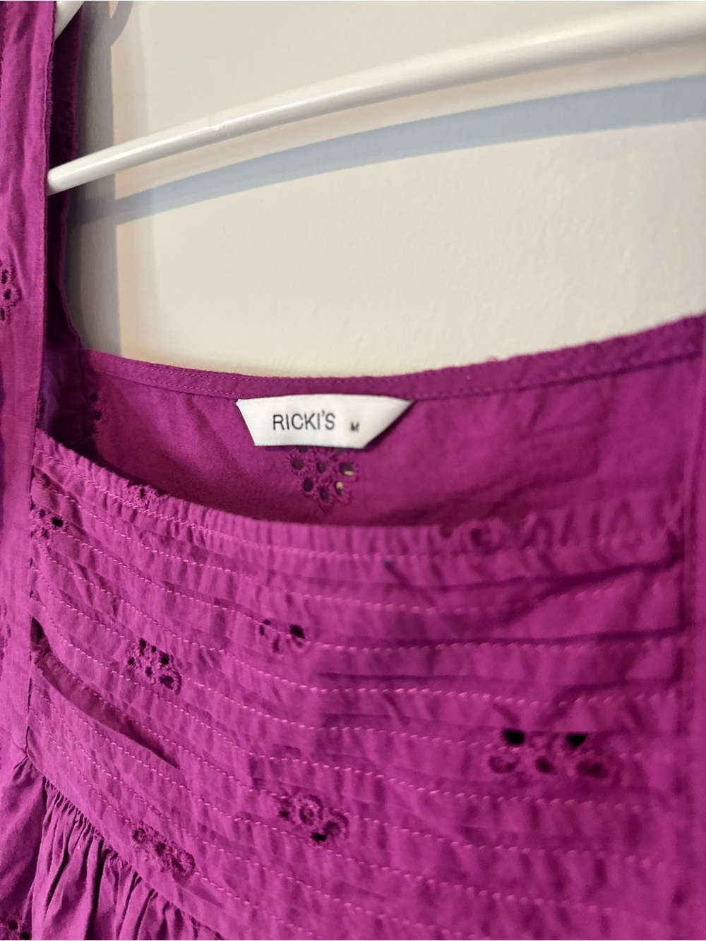 Rickis Eyelet Tiered Ruffle Tank | Size Medium | 100% Cotton - Picture 4 of 10